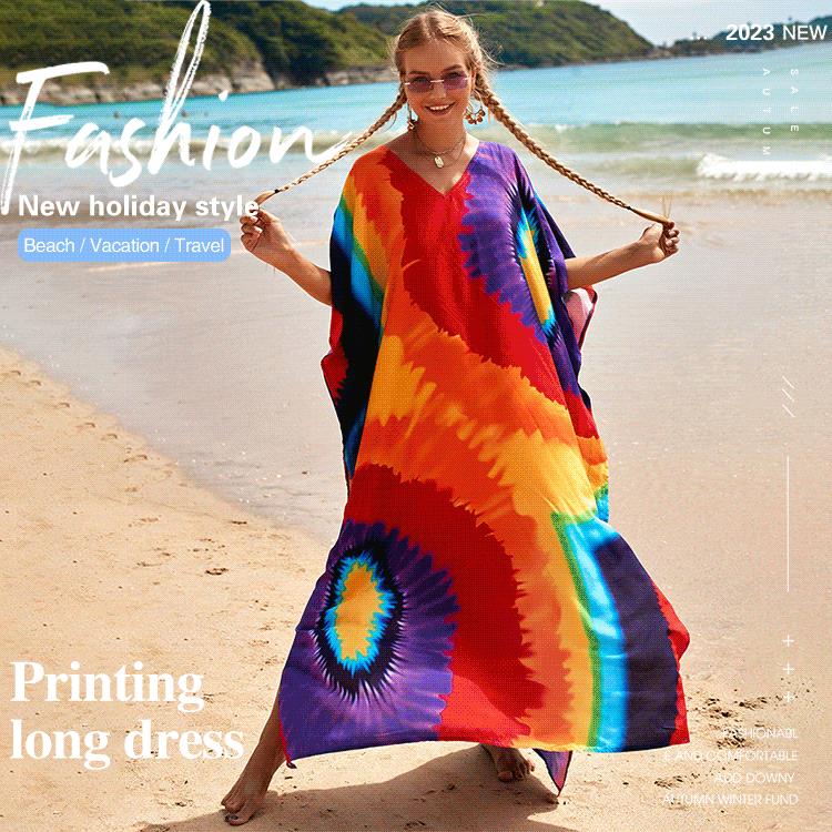 Print Beach Cover-up Long Dress – spainho