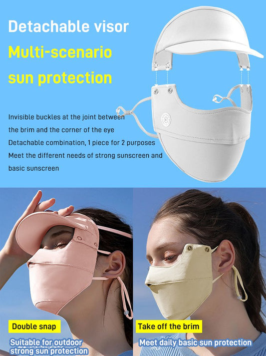 Full Face Ice Silk Sunscreen Mask Hat Set