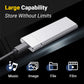 Portable external hard drive. Plug and play for Windows, PC, and Mac.