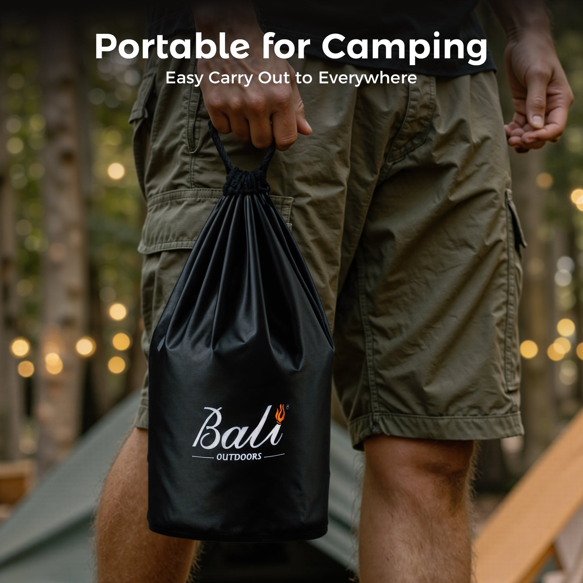 Black Bali OUTDOORS carrying bag for 6.5 inch wood tabletop fire pit, portable for camping and outdoor adventures.