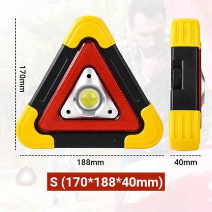 2-IN-1 Solar Emergency Triangle Warning Light at the Roadside