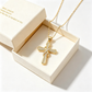 💫 Buy 1, get 1 free! ✨ Sparkling Twisted Cross Pendant Necklace – Gold Plated Alloy + Cubic Zirconia – Unique Design for Women