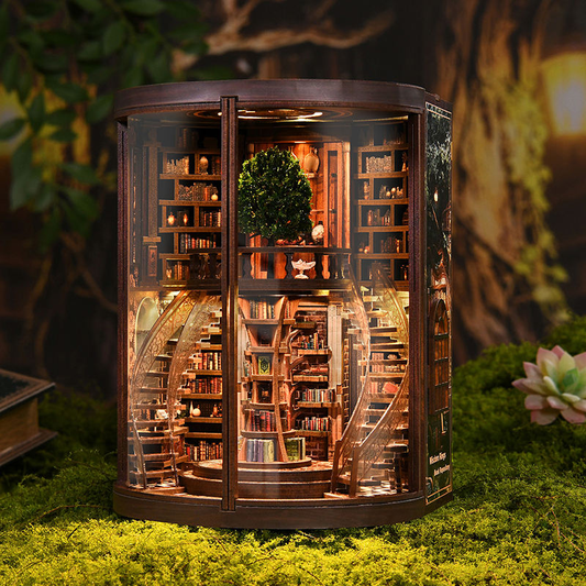 DIY Bookshelf and Dollhouse Miniature House Kit with Small Wooden Puzzles, Perfect for Creative Crafts and Shelf Display