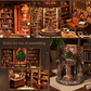 DIY Bookshelf and Dollhouse Miniature House Kit with Small Wooden Puzzles, Perfect for Creative Crafts and Shelf Display