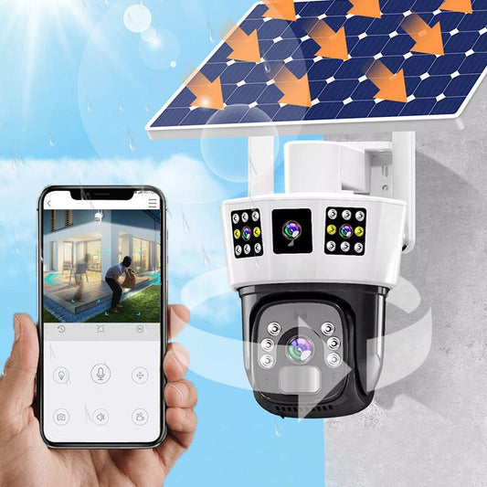 ⭕360° Smart Solar Surveillance Camera with Three-screen Monitoring