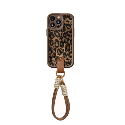 Leopard Print Case for iPhone with Lanyard