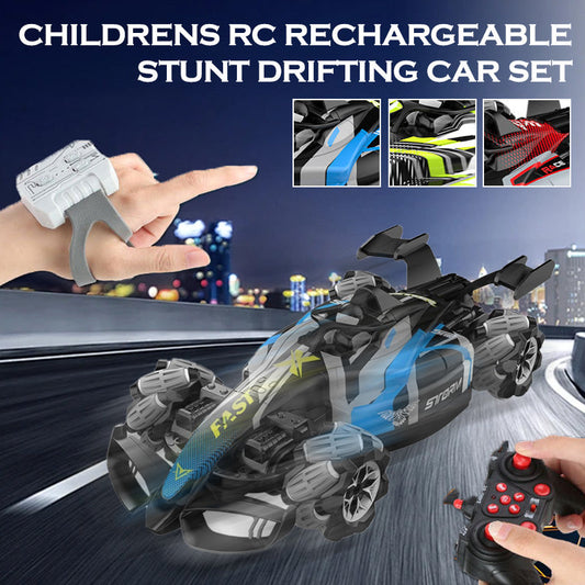 Childrens RC Rechargeable Stunt Drifting Car Set