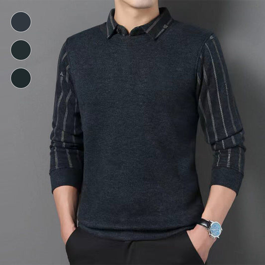 Men's Warm Long Sleeve Faux 2-Piece Shirt