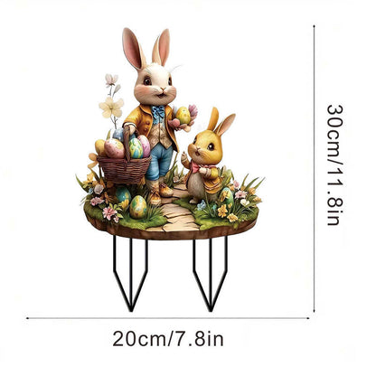 Retro Easter Bunny Garden Stake for Decoration