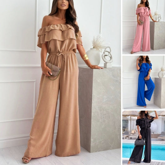 🌞Summer Sale🌺 Women’s Off - Shoulder Ruffle Jumpsuit – 49% OFF
