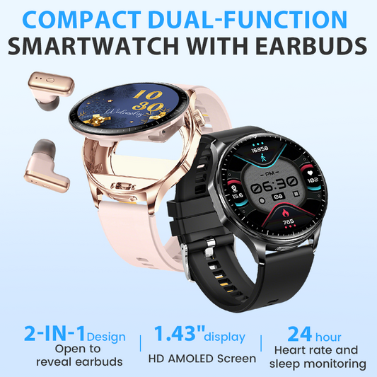 Compact Dual-Function Smartwatch with Earbuds