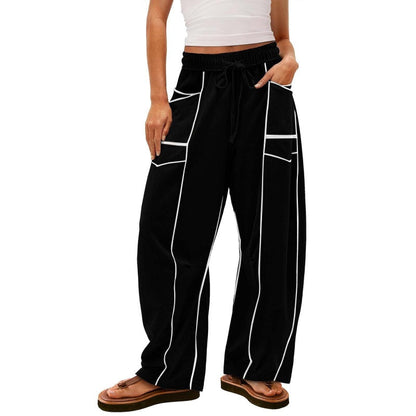 Women's Casual Loose Drawstring Wide-Leg Pants