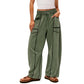 Women's Casual Loose Drawstring Wide-Leg Pants