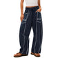 Women's Casual Loose Drawstring Wide-Leg Pants
