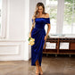 Women's Elegant Off Shoulder Maxi Ruched Dress
