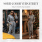 2-Piece Ribbed Knit Long Sleeve Crop Top Wide Leg Pants Matching Lounge Set Loungewear