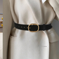 Women's Wide Faux Leather Belt with Round Buckle