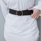 Women's Wide Faux Leather Belt with Round Buckle