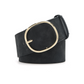 Women's Wide Faux Leather Belt with Round Buckle
