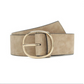 Women's Wide Faux Leather Belt with Round Buckle