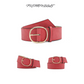 Women's Wide Faux Leather Belt with Round Buckle