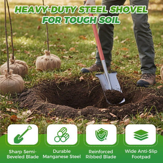 Heavy-Duty Steel Shovel for Tough Soil