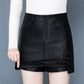 Women's Warm Faux Leather Fitted Short Skort