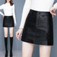 Women's Warm Faux Leather Fitted Short Skort