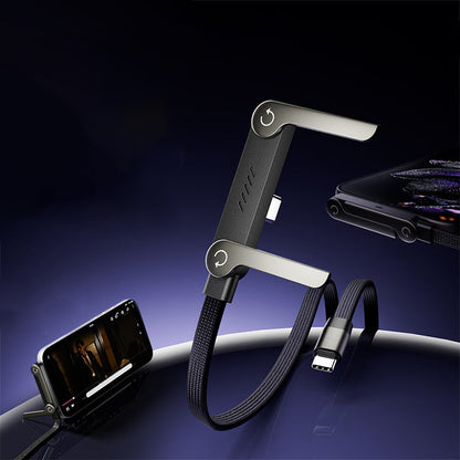 Invisible Holder Charger Cable with Stand, 240w super fast charging 2-in-1 Fast Charging Cord & Phone Stand for Gaming, Office, Car Travel, Compatible with Type-C charging cable Black