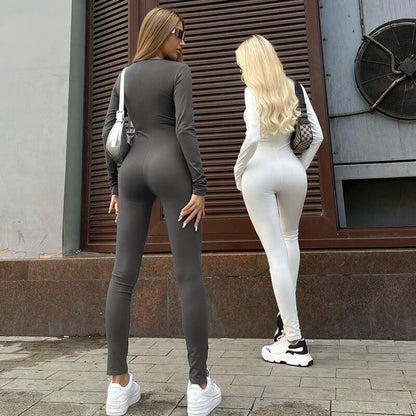 Long Sleeve Zipper Jumpsuit