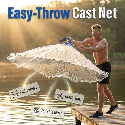 📢📢49% OFF !! ⏰ Easy-Throw Cast Net – Heavy-Duty Mesh, Rapid Sinking, Versatile 🌊