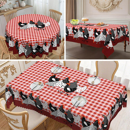 🐓❤️ 50% OFF! Farmhouse Rooster Tablecloth | Red Buffalo Plaid Chicken Table Cover