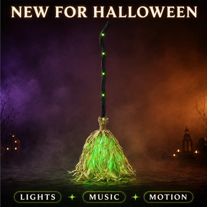 🧙 Bring Your Garden to Life This Halloween – Animated Witch Broom with Lights & Spooky Sounds. 50% Off. UK Stock