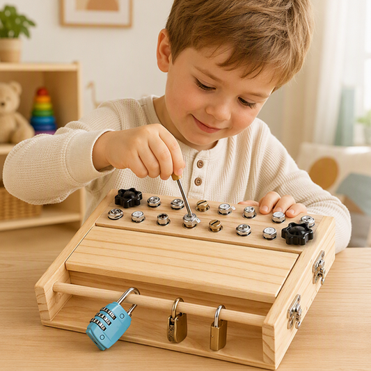 🧰 Wooden Screwdriver Busy Board | 18-in-1 Toy