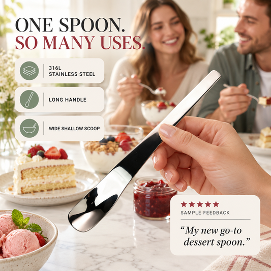 🥄 Long-Handle 316 Stainless Steel Dessert Spoon