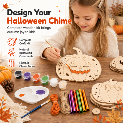 🎃 Halloween Wooden Pumpkin Craft Kit | DIY Wind Chime