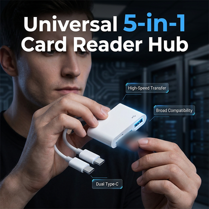 💾 5-in-1 Memory Card Reader | USB-C + 8-Pin