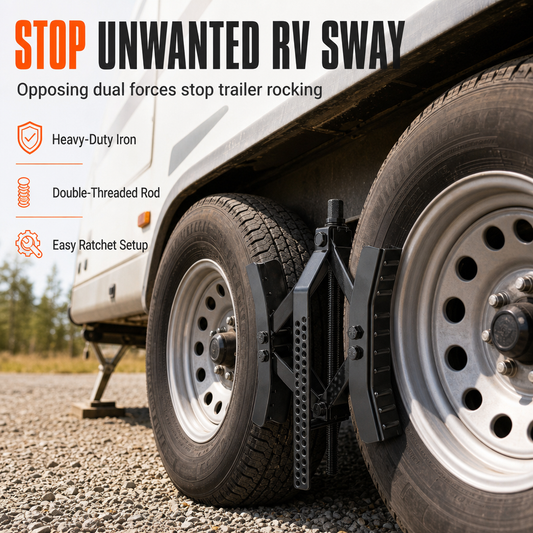 🚐 RV Wheel Stabilizer Set | Metal Tandem Chock