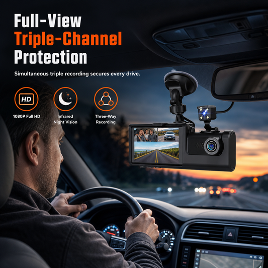 3 Channel 1080P HD Car Dashboard Camera