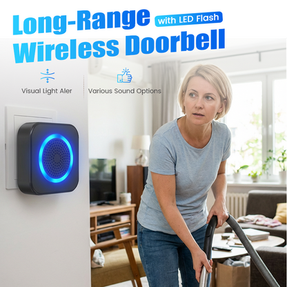 🔔 Wireless Doorbell | LED Flash & 63 Chimes