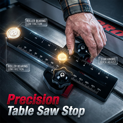 🪚 Precision Table Saw Stop | Dual Scale Aluminum Woodworking Guide