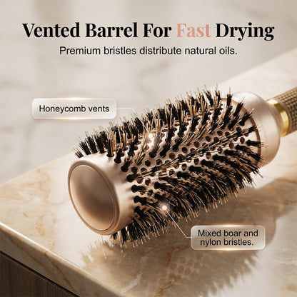 💇 Volumizing Round Hair Brush | Vented Blow-Dry Styling Barrel