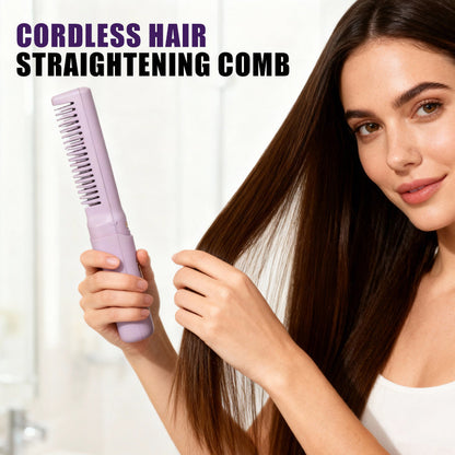 💇 Cordless Hair Straightening Comb | 3-Temperature Portable Styler