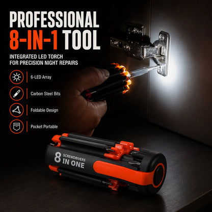 🪛 Multi-Bit Screwdriver with LED Light | 6-in-1 & 8-in-1 Options