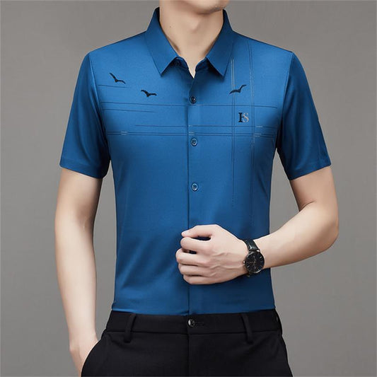 Men's Short-sleeved Ice Silk Shirt