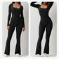 🔥Black Friday super sale🔥---Women's Long Sleeve Square Neck Wide Leg Jumpsuit--- BUY 2 FREE SHIPPING